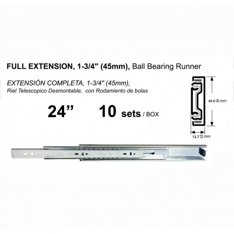 ▲4510A 1-3/4"(45mm), FULL EXTENSION DRAWER SLIDES