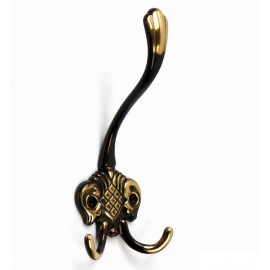  H8766-AEH Antique English Brass Hand Brunished Treble Hook, Coat & Hat Hook, Curtain Hook Rack, Robe Hook French Design Europe Traditional Style Classic Elegant Historical Warm Feeling Home Decorative Hardware Home Decor