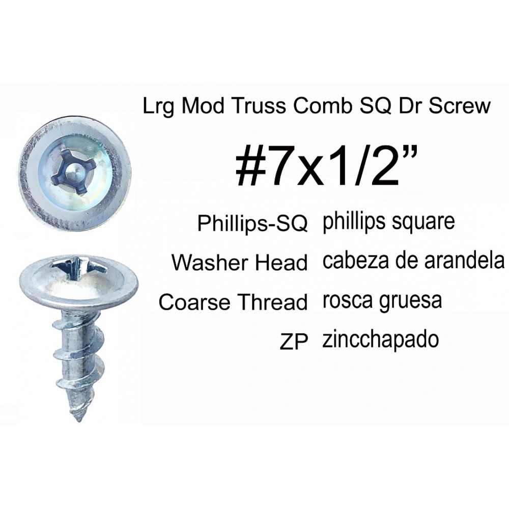 ▷SD712 LRG MOD TRUSS COMB SQ/PHILLIPS DR SCREW ZP